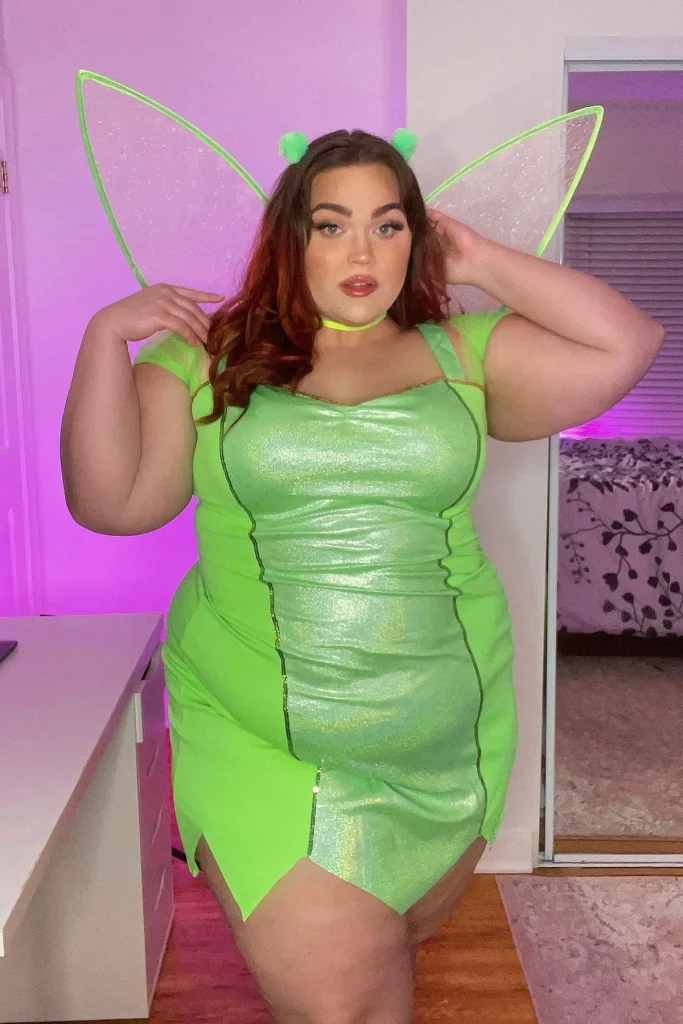 Lime Green Mini Dress with Sheer Fairy Wings