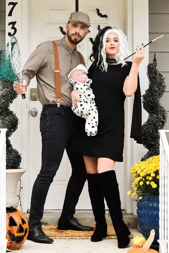 Brown Shirt with Suspenders and Black Dress with Knee-High Boots