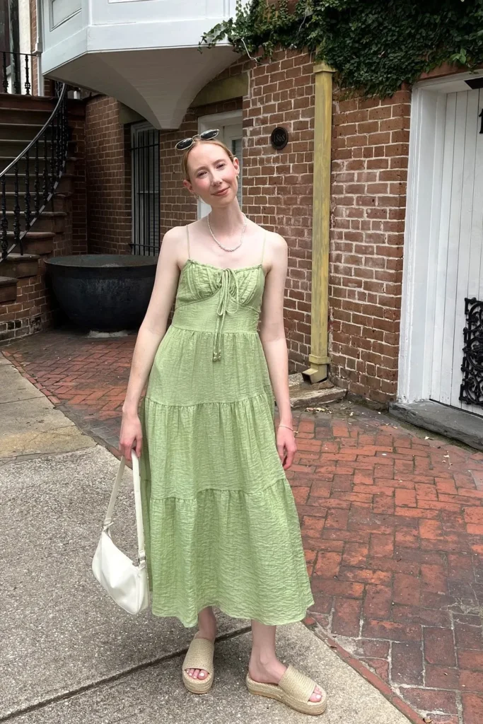 Light Green Tiered Midi Dress