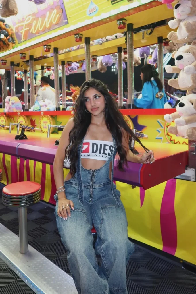 White Graphic Tube Top with Wide-Leg Denim Overalls