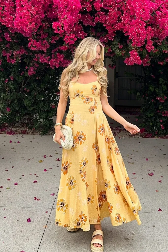 9. Yellow Floral Maxi Dress